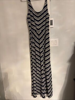 GAP Navy and Gray Striped Maxi Dress
